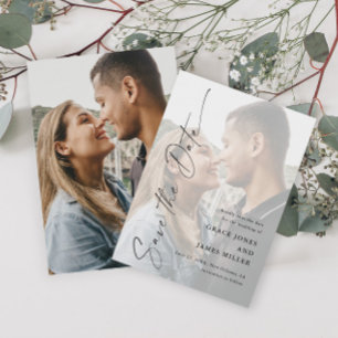 Moderne Elegante Scriptie Foto Bruiloft Save The Date