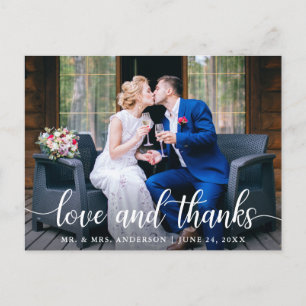 Moderne Elegante Scriptie Liefde Bedankt Trouwfoto Briefkaart