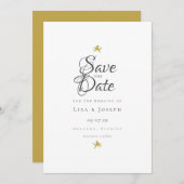 Moderne Elegante Scriptuur Gouden Cupido's Save The Date (Voorkant / Achterkant)