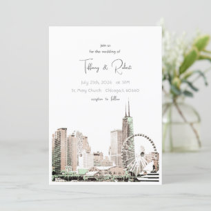 Moderne elegante skyline van Chicago Kaart