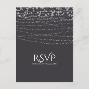 Moderne Elegante Sliert Lichtjes Trouw RSVP Uitnodiging Briefkaart