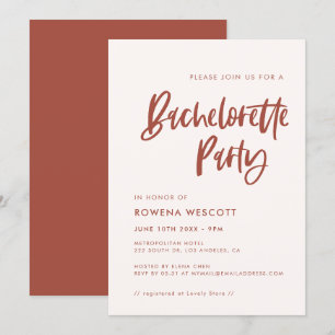 Moderne elegante sneeuwroze Bachelorette Party Kaart