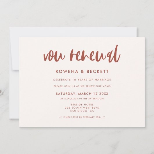 Moderne elegante sneeuwroze bruiloft Hernieuwde br Kaart (Voorkant)