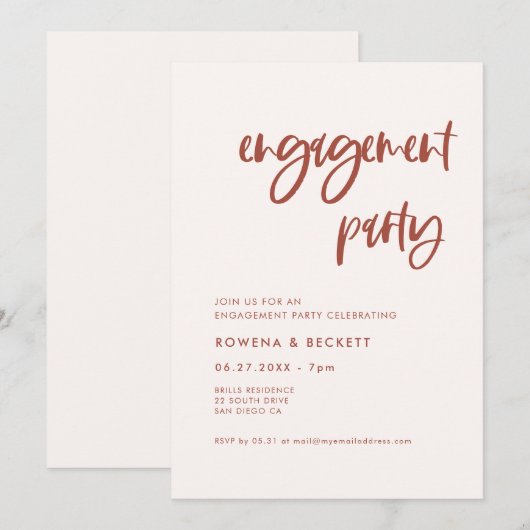 Moderne elegante sneeuwroze Engagement party Kaart (Voorkant / Achterkant)