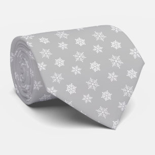 Moderne Elegante Sneeuwvlokken op Lichtgrijs Stropdas