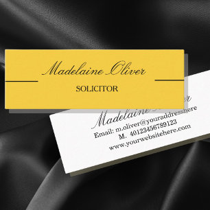 Moderne Elegante Solicitor Professional Geel Mini Visitekaartje