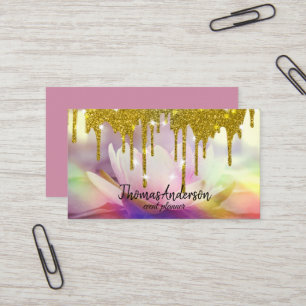Moderne Elegante Stijlvolle Gouden Glitter Lotus Visitekaartje