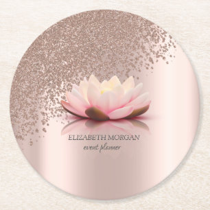 Moderne Elegante Stijlvolle Roze Gouden Diamanten Ronde Kartonnen Onderzetter