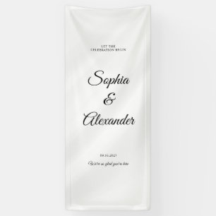 Moderne Elegante Stof Bruiloft Welkom Bord, Linnen Spandoek