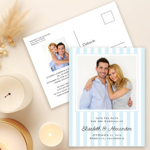 Moderne Elegante Streep Foto Bruiloft Save The Dat Briefkaart