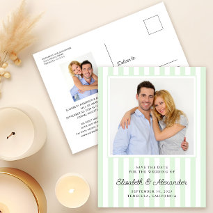 Moderne Elegante Streep Foto Huwelijk Save The Dat Briefkaart