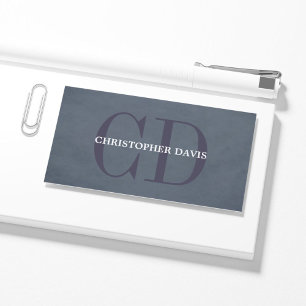 Moderne Elegante Textuur Blauw Monogram Consultant Visitekaartje