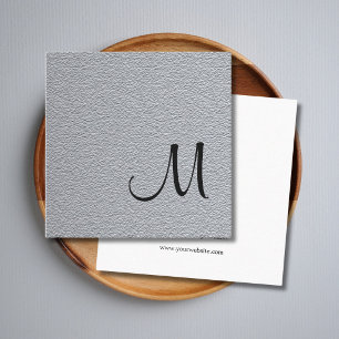 Moderne Elegante Textuur Grijs Monogram Adviseur Vierkante Visitekaartje