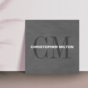 Moderne Elegante Textuur Grijs Monogram Adviseur Vierkante Visitekaartje