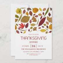 Moderne Elegante Thanksgiving-diner Herfstbladeren