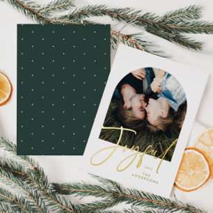 Moderne elegante trendy typografie groen 1 foi folie feestdagenkaart