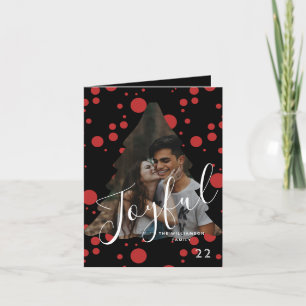 Moderne elegante trendy typografie rood 1 foto feestdagen kaart