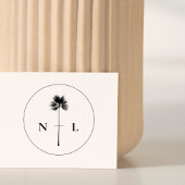 Moderne Elegante Tropische Palm Tree Wedding Initi Zelfinktende Stempel