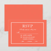 Moderne Elegante Trouw-RSVP Coral Witte Kaart MW (Voorkant / Achterkant)