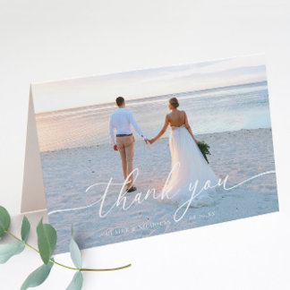 Moderne Elegante Trouwfoto Gevouwen Bedankkaart