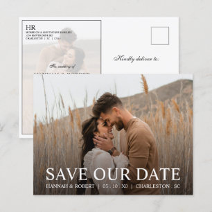 Moderne Elegante Trouwfoto Save the Date Briefkaart