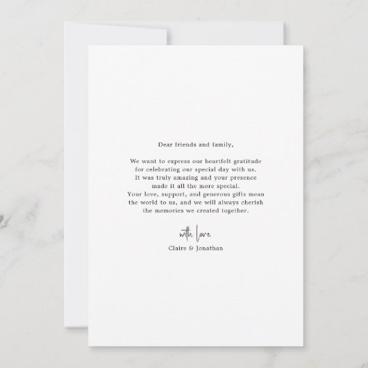 Moderne Elegante Trouwkaart Bedankt Kaart Custom P (Achterkant)