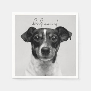 Moderne Elegante Trouwkaart met Foto van Hond Servet