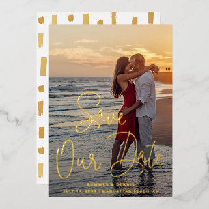 Moderne Elegante Trouwkaart Save The Date Folie Uitnodiging