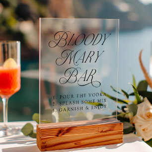 Moderne Elegante Typografie Bloody Mary Bar Acryl Bord