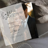 Moderne elegante typografie bruiloft save the date vellum uitnodigingen