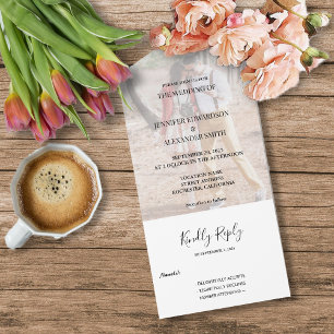Moderne elegante typografie foto all in one uitnodiging