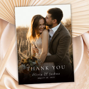 Moderne Elegante Typografie Foto Overlay Bruiloft Bedankkaart