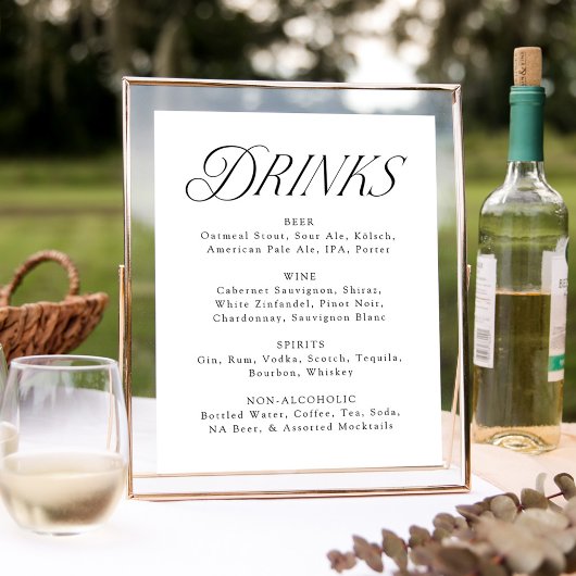 Moderne Elegante Typografie Huwelijksdrankmenu Bor Poster