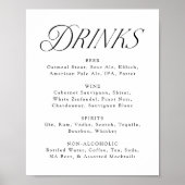 Moderne Elegante Typografie Huwelijksdrankmenu Bor Poster (Voorkant)