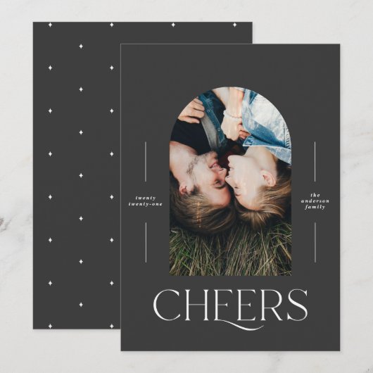 Moderne elegante typografie zwart 1 foto Kerstmis (Voorkant / Achterkant)