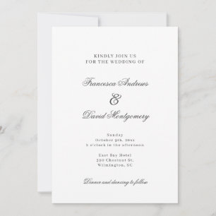 Moderne elegante uitnodiging voor witte bruiloft