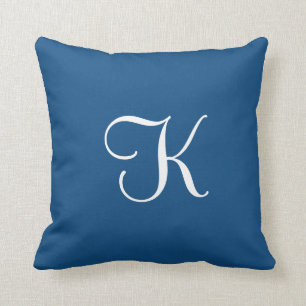 Moderne, elegante, vaste Klassieke blauwe monogram Kussen