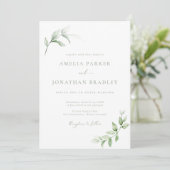 Moderne Elégante Verdure Mariage Invitations (Debout devant)