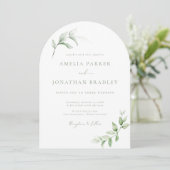 Moderne Elégante Verdure Mariage Invitations (Debout devant)