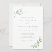 Moderne Elégante Verdure Mariage Invitations (Devant)