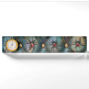 Moderne Elegante Vintage Leren Kleurrijke Diamante Naambordje