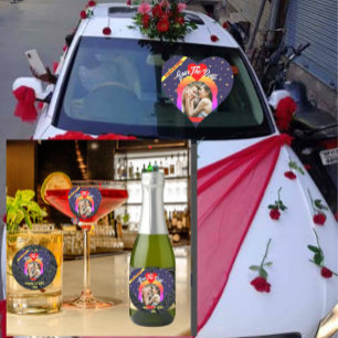 Moderne Elegante VIP Aangepaste Foto Bruiloft Stic Hart Sticker