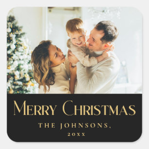 Moderne Elegante Vrolijke Kerst Custom Square Stic Vierkante Sticker