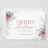 Moderne elegante vrolijke kerst groen feestdagenkaart (Voorkant)