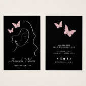 Moderne Elegante Vrouwelijke zwarte oorbel display Visitekaartje (Voorkant /achterkant)