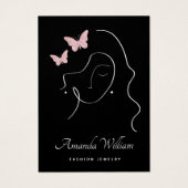 Moderne Elegante Vrouwelijke zwarte oorbel display Visitekaartje (Voorkant)