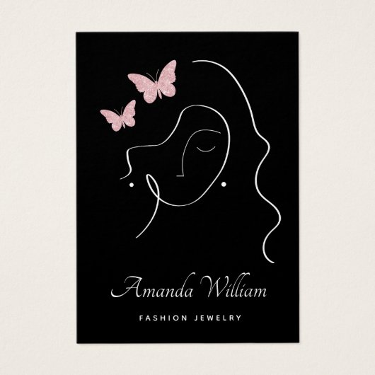 Moderne Elegante Vrouwelijke zwarte oorbel display Visitekaartje (Voorkant)