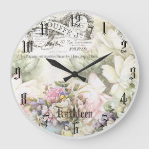 Moderne elegante waterverf bloemen persoonlijk grote klok
