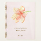 Moderne elegante waterverf bloemenroze planner (Voorkant)