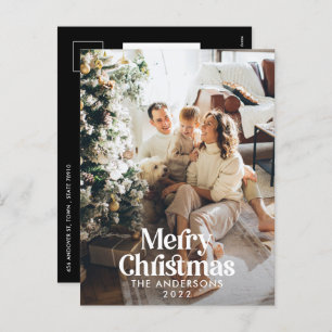 Moderne elegante waterverf botanische typografie H Feestdagenkaart